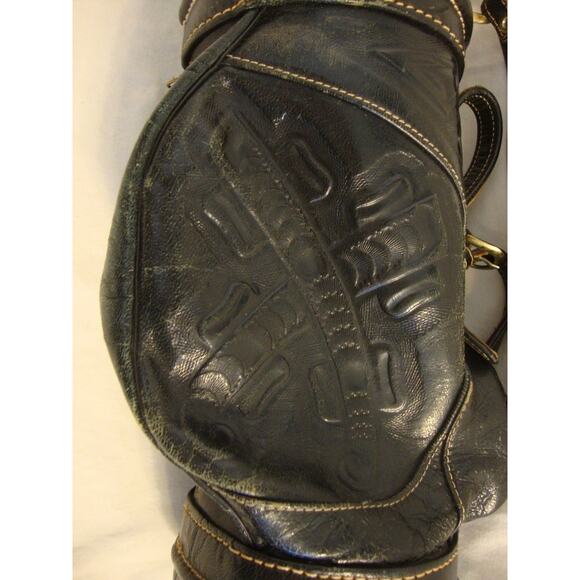 Vintage Leather Small GOLF CLUB BAG Hand Tooled Wine Bottle Golfer Gift Decor - Picture 4 of 7